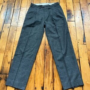 VTG Hunting Horn Men’s 31x30* Rayon Pants Gray Plaid Pleated Straight Outdoors